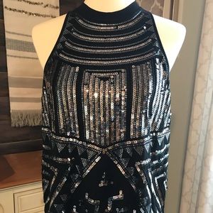 Black sequined tank top